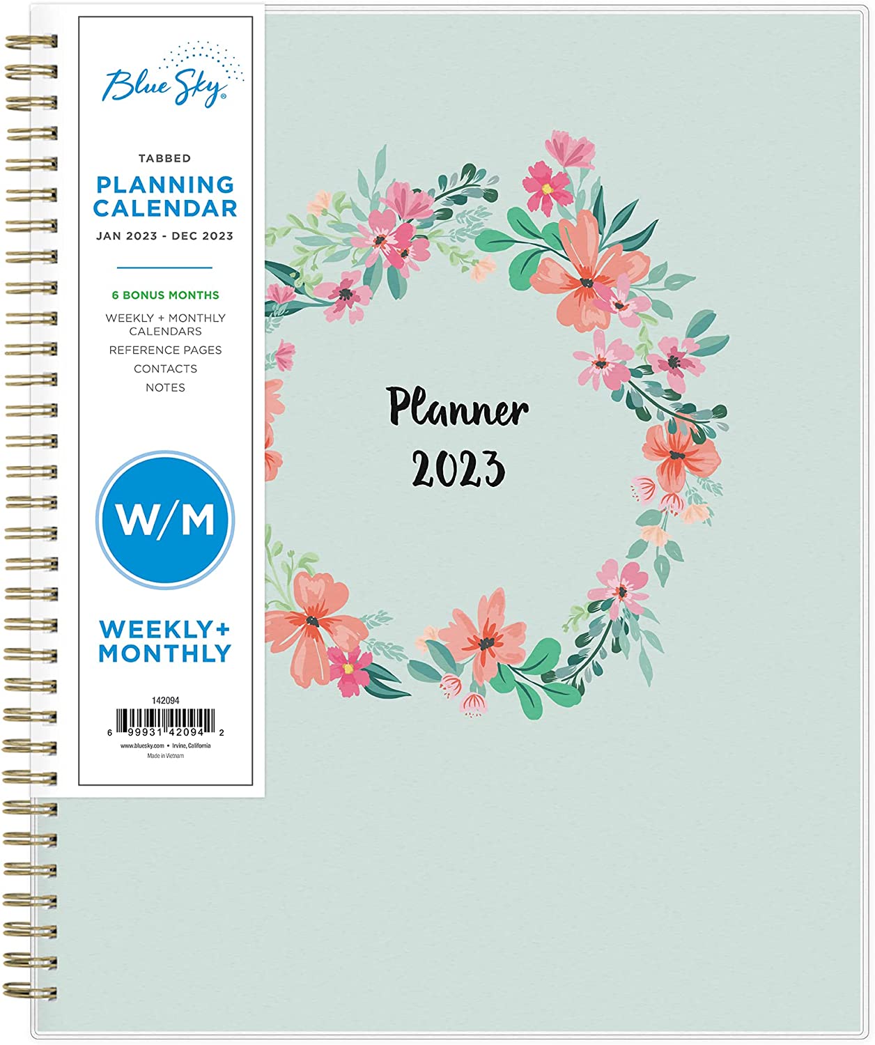 230816083147144_1 Blue Sky 2022 Weekly & Monthly Planner, 8.5" x 11", Frosted Flexible Cover, Wirebound, Laurel (135842) - Image 1